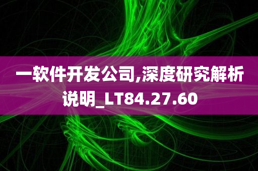 一软件开发公司,深度研究解析说明_LT84.27.60