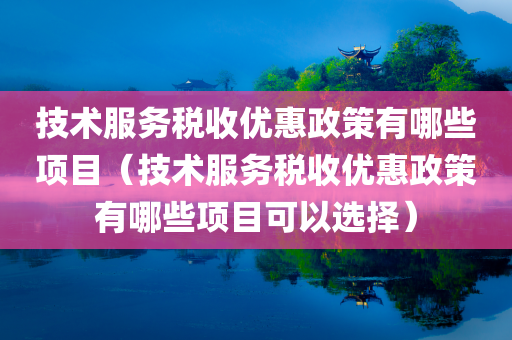 技术服务税收优惠政策有哪些项目（技术服务税收优惠政策有哪些项目可以选择）