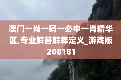 澳门一肖一码一必中一肖精华区,专业解答解释定义_游戏版208181