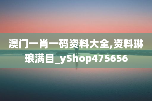 澳门一肖一码资料大全,资料琳琅满目_yShop475656