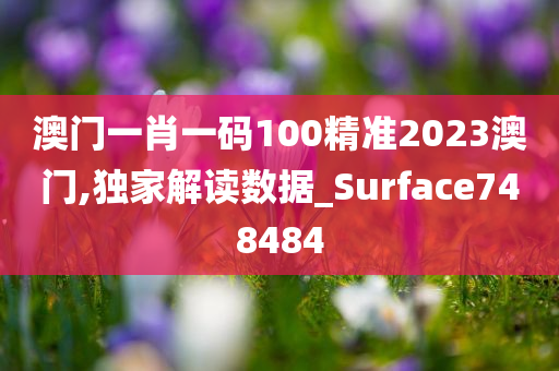 澳门一肖一码100精准2023澳门,独家解读数据_Surface748484