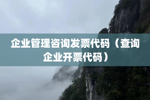 企业管理咨询发票代码（查询企业开票代码）