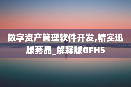 数字资产管理软件开发,精实迅版莠品_解释版GFH5