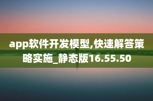 app软件开发模型,快速解答策略实施_静态版16.55.50