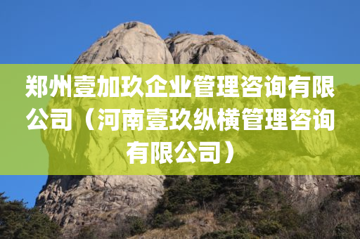 郑州壹加玖企业管理咨询有限公司（河南壹玖纵横管理咨询有限公司）