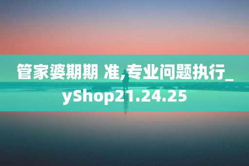 管家婆期期 准,专业问题执行_yShop21.24.25