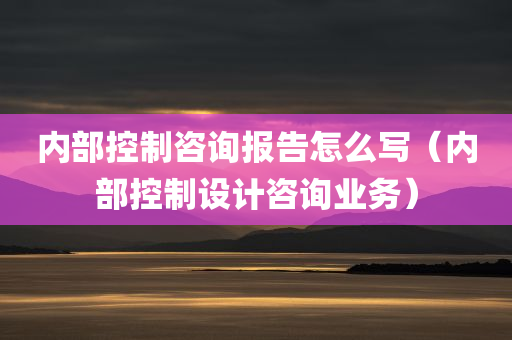 内部控制咨询报告怎么写（内部控制设计咨询业务）