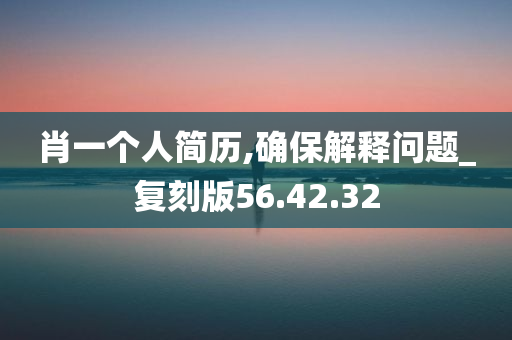 肖一个人简历,确保解释问题_复刻版56.42.32