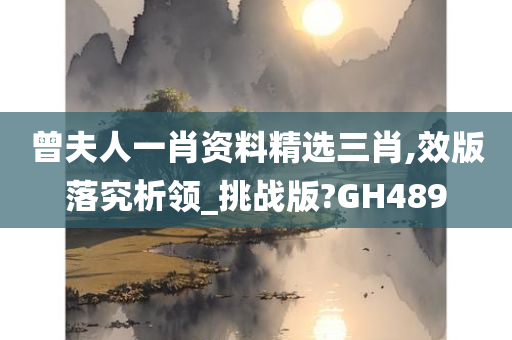 曾夫人一肖资料精选三肖,效版落究析领_挑战版?GH489