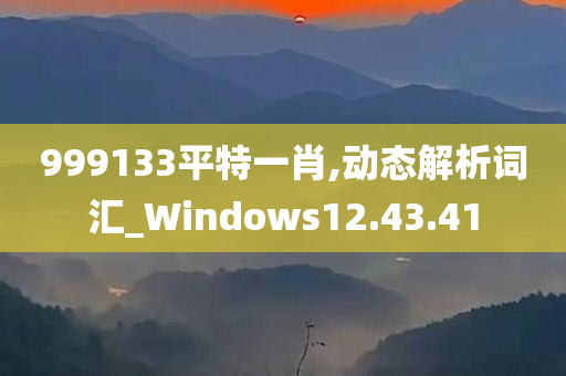 999133平特一肖,动态解析词汇_Windows12.43.41