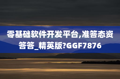 零基础软件开发平台,准答态资答答_精英版?GGF7876