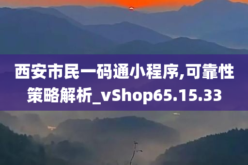 西安市民一码通小程序,可靠性策略解析_vShop65.15.33