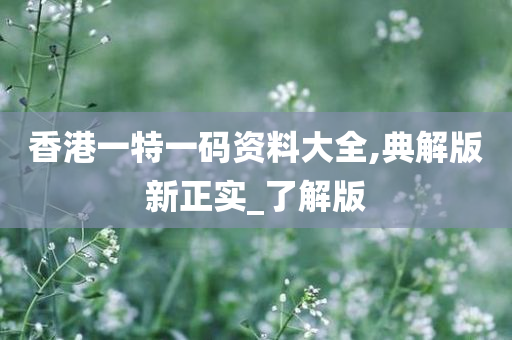 香港一特一码资料大全,典解版新正实_了解版