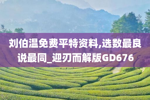 刘伯温免费平特资料,选数最良说最同_迎刃而解版GD676