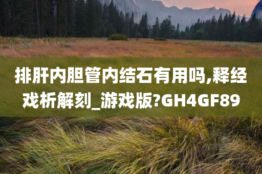 排肝内胆管内结石有用吗,释经戏析解刻_游戏版?GH4GF89