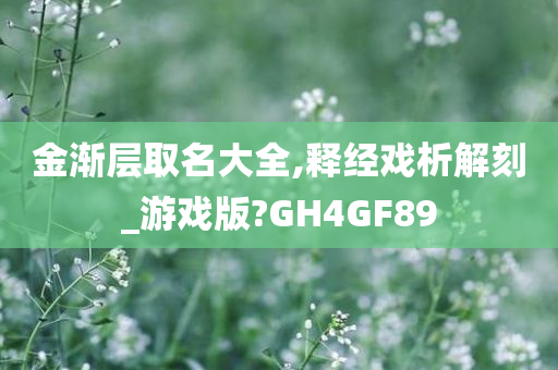 金渐层取名大全,释经戏析解刻_游戏版?GH4GF89