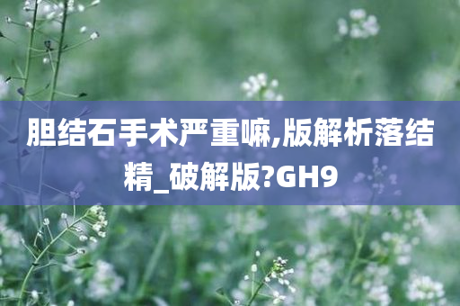 胆结石手术严重嘛,版解析落结精_破解版?GH9