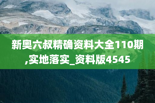 新奥六叔精确资料大全110期,实地落实_资料版4545