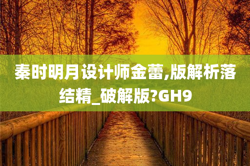 秦时明月设计师金蕾,版解析落结精_破解版?GH9