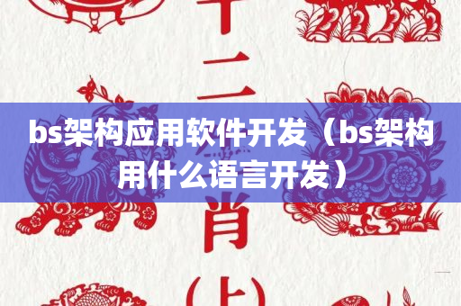 bs架构应用软件开发（bs架构用什么语言开发）