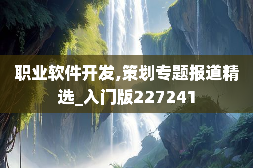 职业软件开发,策划专题报道精选_入门版227241