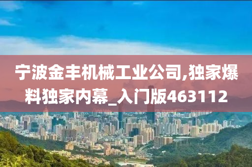 宁波金丰机械工业公司,独家爆料独家内幕_入门版463112