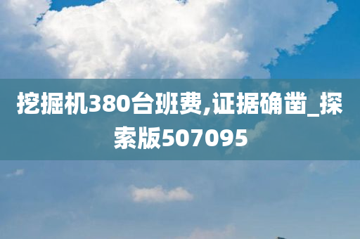 挖掘机380台班费,证据确凿_探索版507095