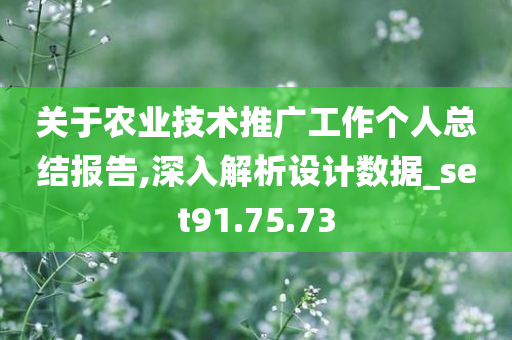 关于农业技术推广工作个人总结报告,深入解析设计数据_set91.75.73