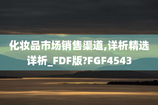 化妆品市场销售渠道,详析精选详析_FDF版?FGF4543