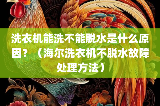 洗衣机能洗不能脱水是什么原因？（海尔洗衣机不脱水故障处理方法）