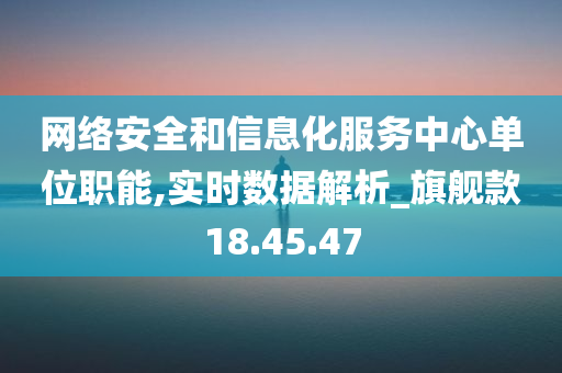 网络安全和信息化服务中心单位职能,实时数据解析_旗舰款18.45.47