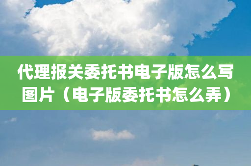 代理报关委托书电子版怎么写图片（电子版委托书怎么弄）