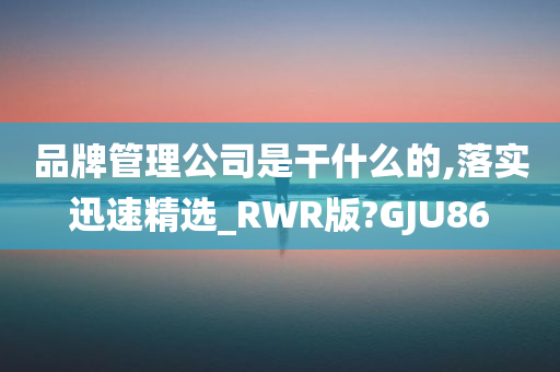 品牌管理公司是干什么的,落实迅速精选_RWR版?GJU86