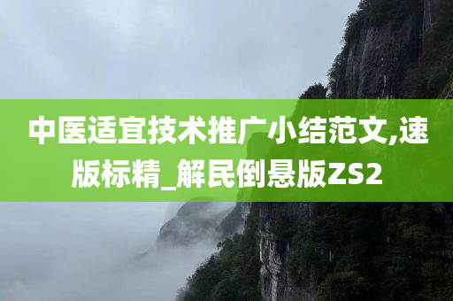 中医适宜技术推广小结范文,速版标精_解民倒悬版ZS2