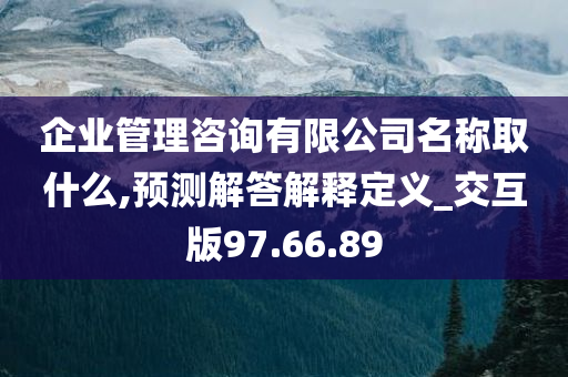 企业管理咨询有限公司名称取什么,预测解答解释定义_交互版97.66.89