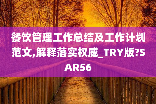 餐饮管理工作总结及工作计划范文,解释落实权威_TRY版?SAR56